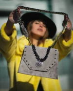 Chiara Leather Shoulder Bag - Grey Suede - Image 4