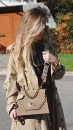 Chiara Leather shoulder Bag - Mocca Suede - Image 3