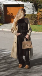 Chiara Leather shoulder Bag - Mocca Suede - Image 5