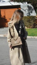 Chiara Leather shoulder Bag - Mocca Suede - Image 4