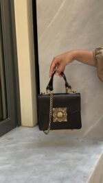 Dahlia Leather handbag  - Black Stamped - Image 4