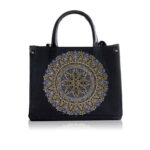 Tote Embroidery Canvas Bag - Black