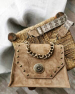 Chiara Leather shoulder Bag - Mocca Suede - Image 8