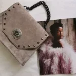 Chiara Leather Shoulder Bag - Grey Suede - Image 2