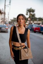 Chiara Leather shoulder Bag - Mocca Suede - Image 6