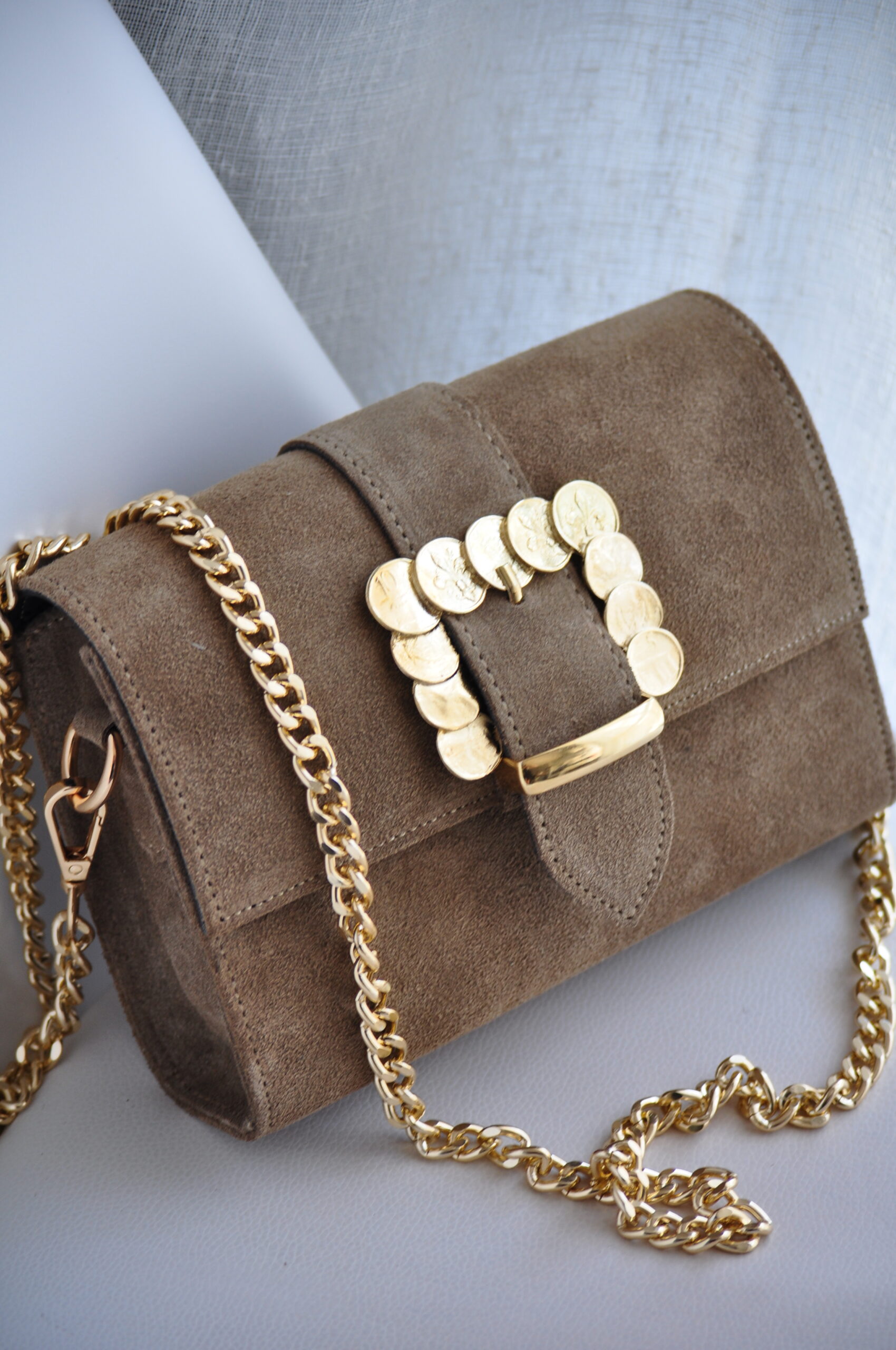 DSC_0490 Faidra Leather Shoulder Bag - Mocca suede - Image 1