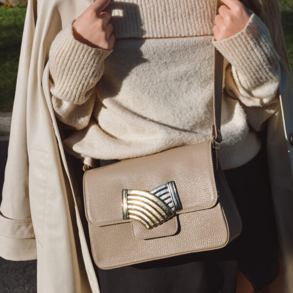 Lauren Leather Shoulder Bag – Taupe
