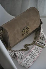 Lizy Leather Shoulder Bag - Mocca Suede - Image 3