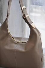 Serena Leather Tote Bag - Taupe - Image 3