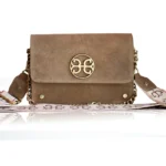 Lizy Leather Shoulder Bag - Mocca Suede