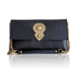 Aurora Leather Shoulder Bag - Black Textured Leather