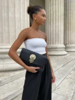 Aurora Leather Shoulder Bag - Black Textured Leather - Image 3