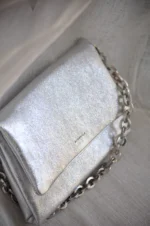 Anna Leather Shoulder Bag - Silver Metallic - Image 2