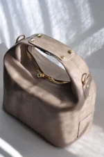 Mitsi Leather Handbag - Taupe - Image 2