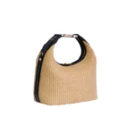 Maggie Raffia Handbag - Black - Image 6
