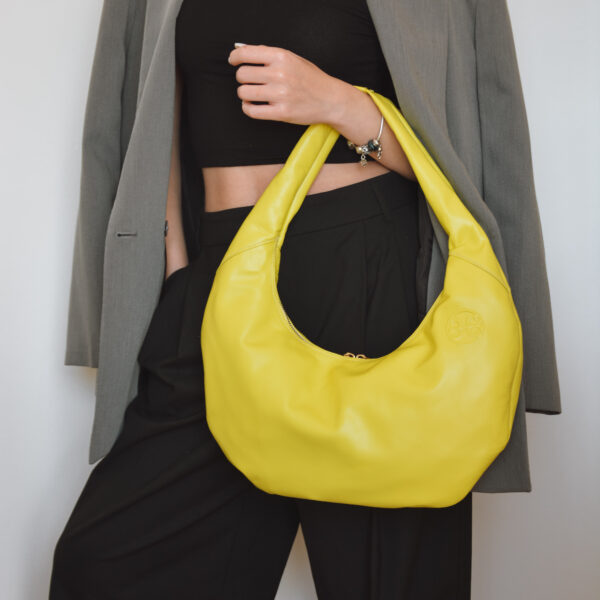Ophelia Leather Shoulder Bag - Lime