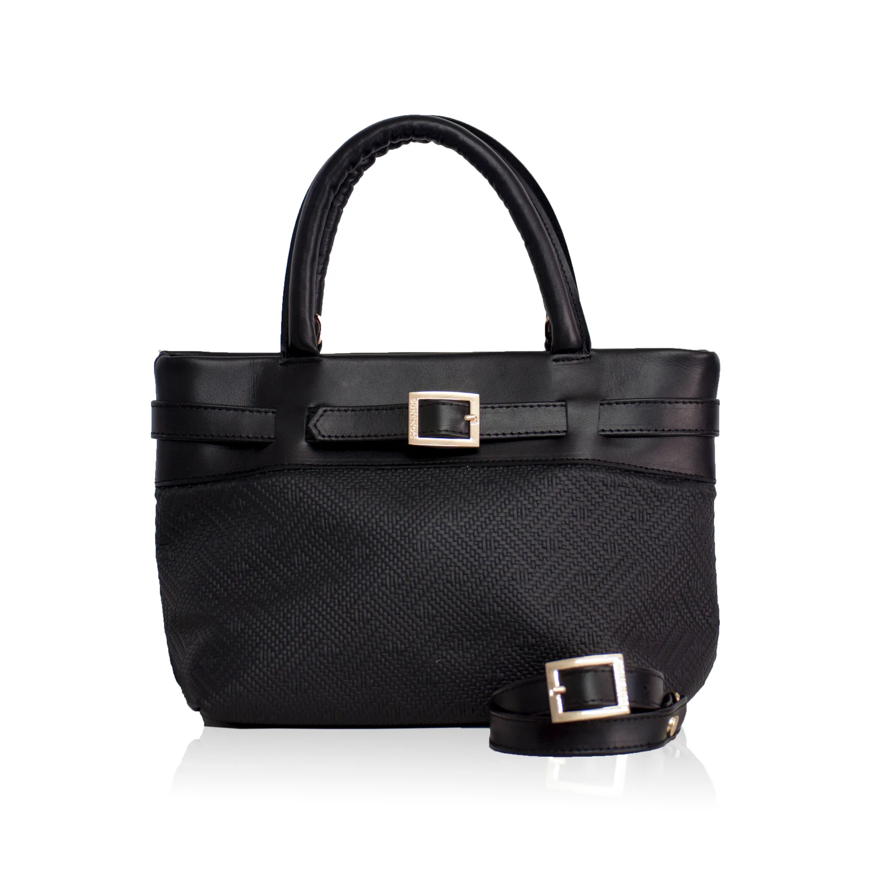 Emily 25 Leather Handbag- Black Textured - TAF Lifestyle