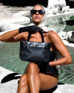 Emily 25 Leather Handbag- Black Textured - Image 4