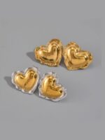 GOLDEN HEART STUD EARRINGS - Image 2